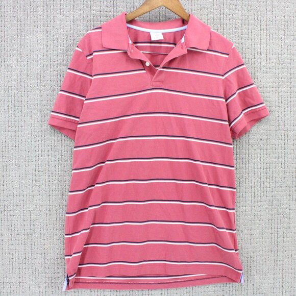 Brook Brothers Polo Shirt Mens Large L Pink Striped Short Sleeve Slim Fit - Picture 1 of 8